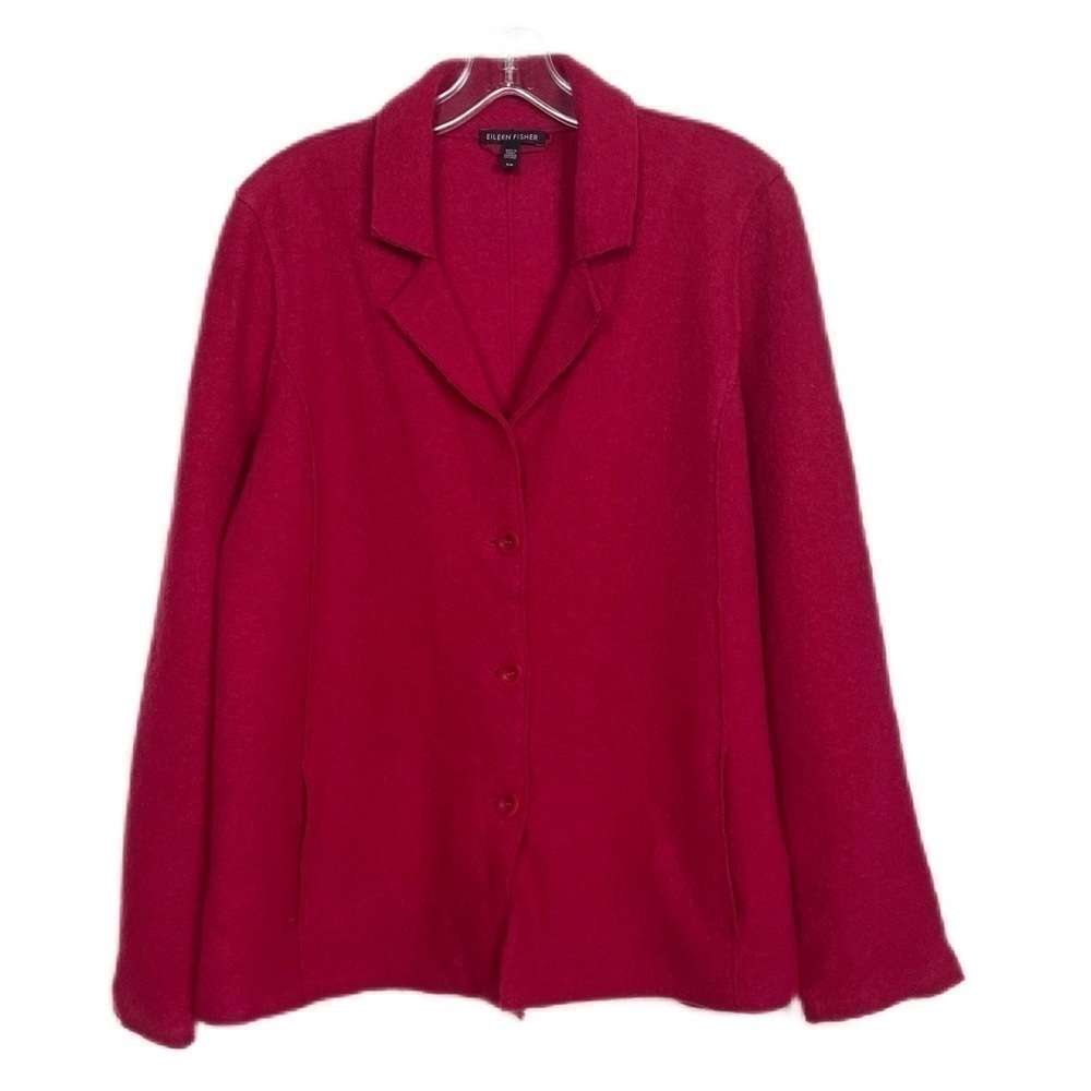 Eileen Fisher | Lightweight  Boiled Merino Wool Notch Collar Jacket Size Small